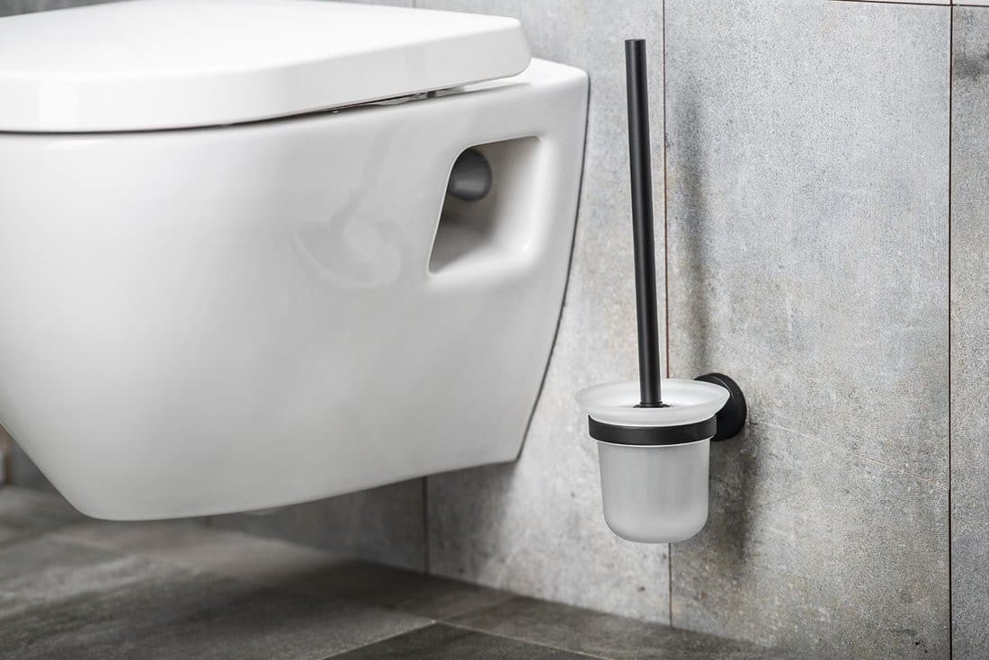 SAMBA wisząca szczotka do WC, szkło mleczne, czarny mat
