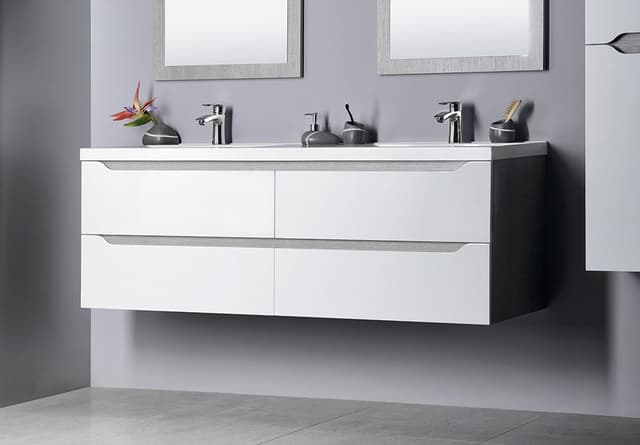 WAVE 150 zestaw łazienkowy, biała/dąb srebrnyr