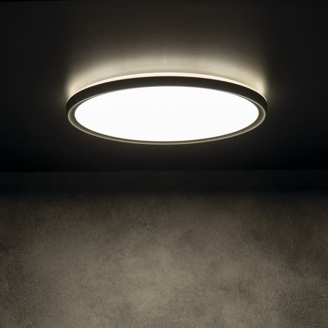 AZPO lampa sufitowa LED, średnica 225mm, 11,8W, IP54, czarny mat