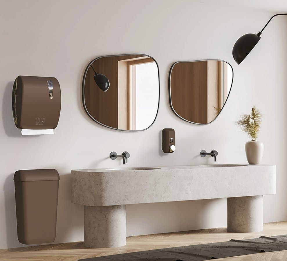 ECOLORED ścienny kosz na śmieci z pokrywą 23l, ABS, brązowy