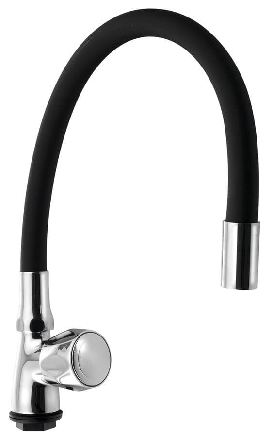 Zawór stojący 1/2&quot; z elastyczną wylewką, chrom/czarny mat