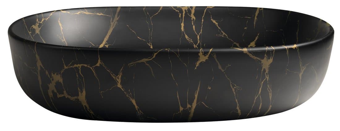 CALEO umywalka ceramiczna nablatowa, 60x42cm, marmur portoro