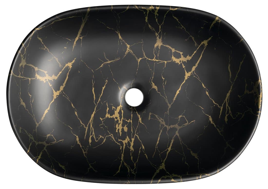 CALEO umywalka ceramiczna nablatowa, 60x42cm, marmur portoro