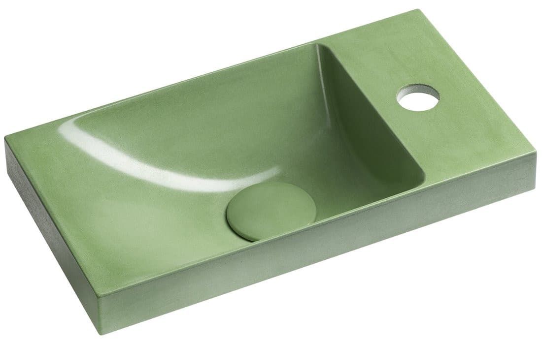 AGOS umywalka betonowa, 40x22cm, lewa/prawa, zielony półpołysk