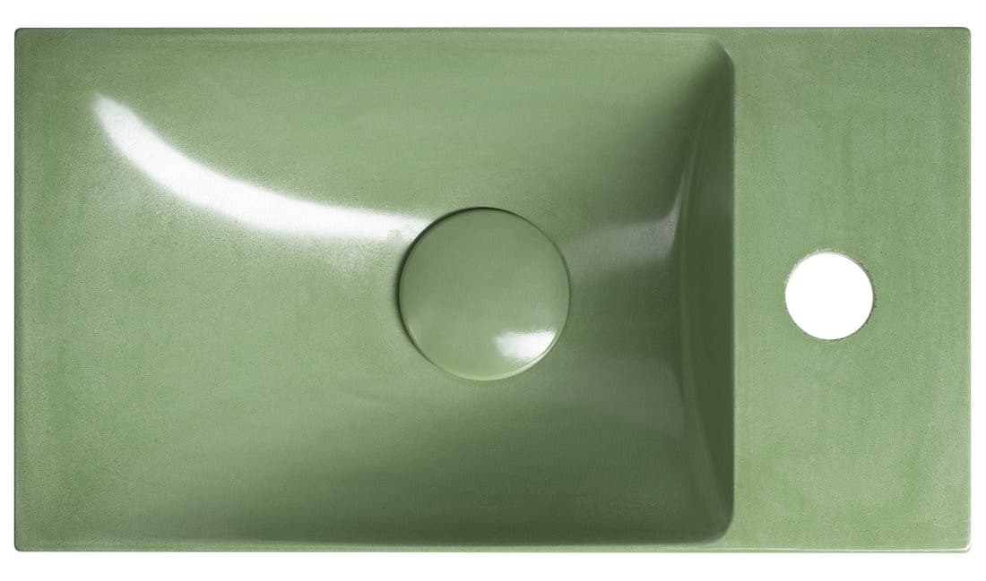 AGOS umywalka betonowa, 40x22cm, lewa/prawa, zielony półpołysk