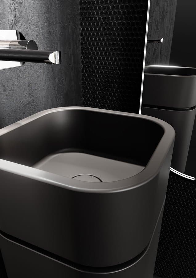 HAKO umywalka ceramiczna nablatowa, 30x30cm, czarny mat