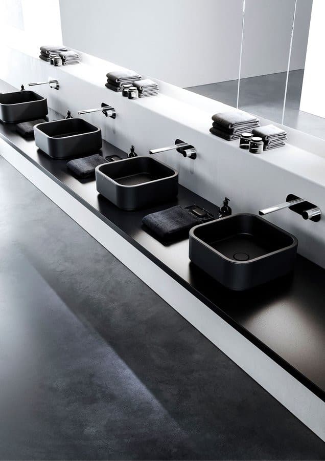 HAKO umywalka ceramiczna nablatowa 40x40cm, czarny mat