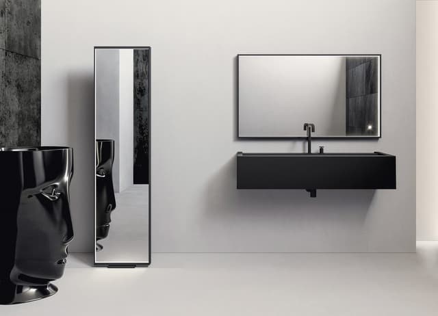 KANAAL umywalka ceramiczna 120x40cm, czarny mat