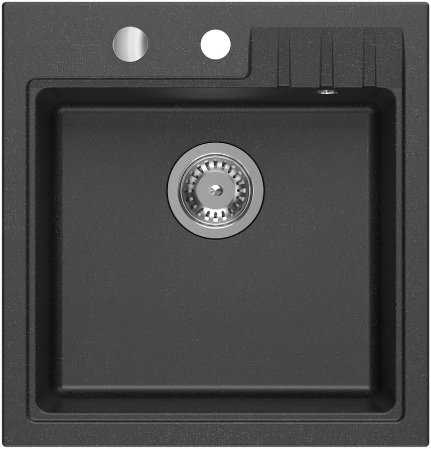 Zlewozmywak granitowy jednokomorowy, 50x52cm, czarny