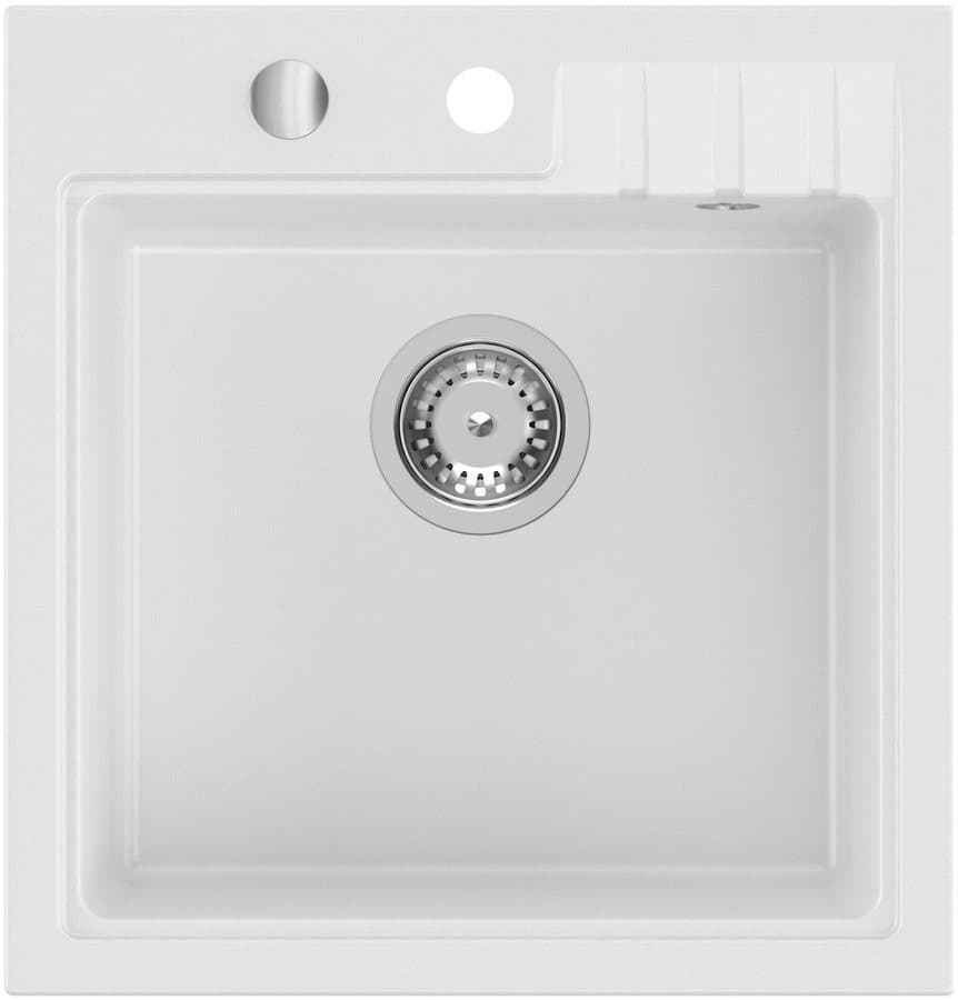 Zlewozmywak granitowy jednokomorowy, 50x52cm, biały