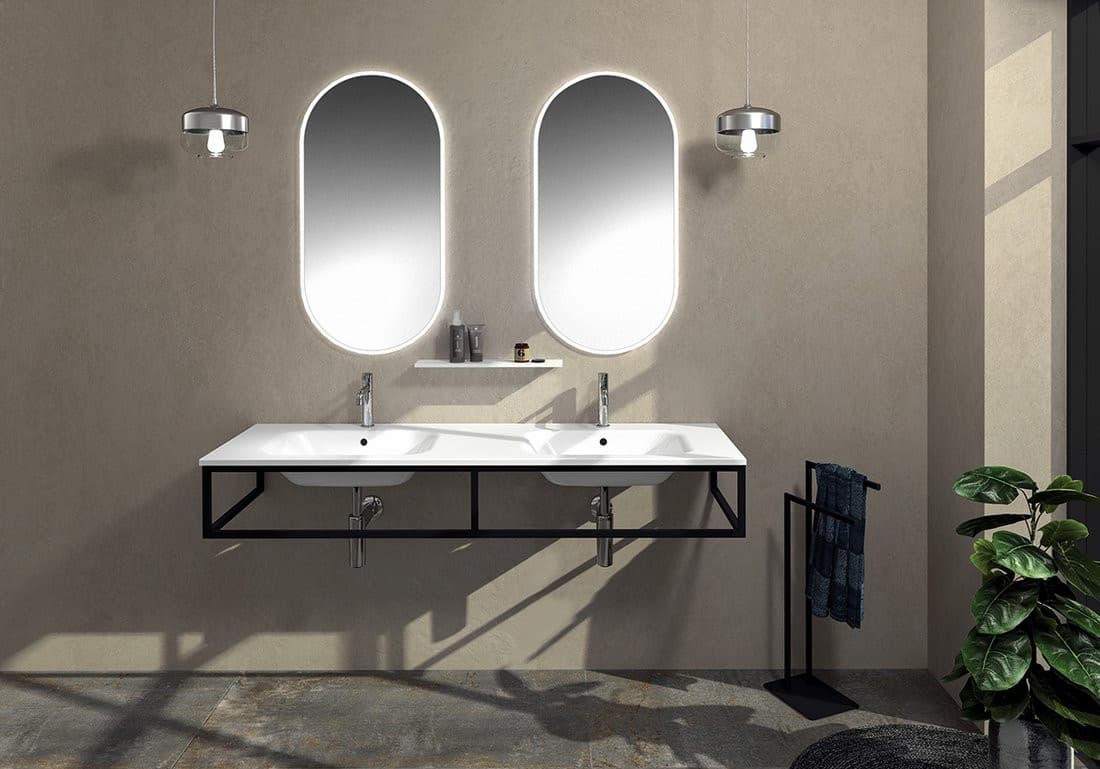 SKA konsola pod umywalkę/blat, 140x22x51cm, czarny mat