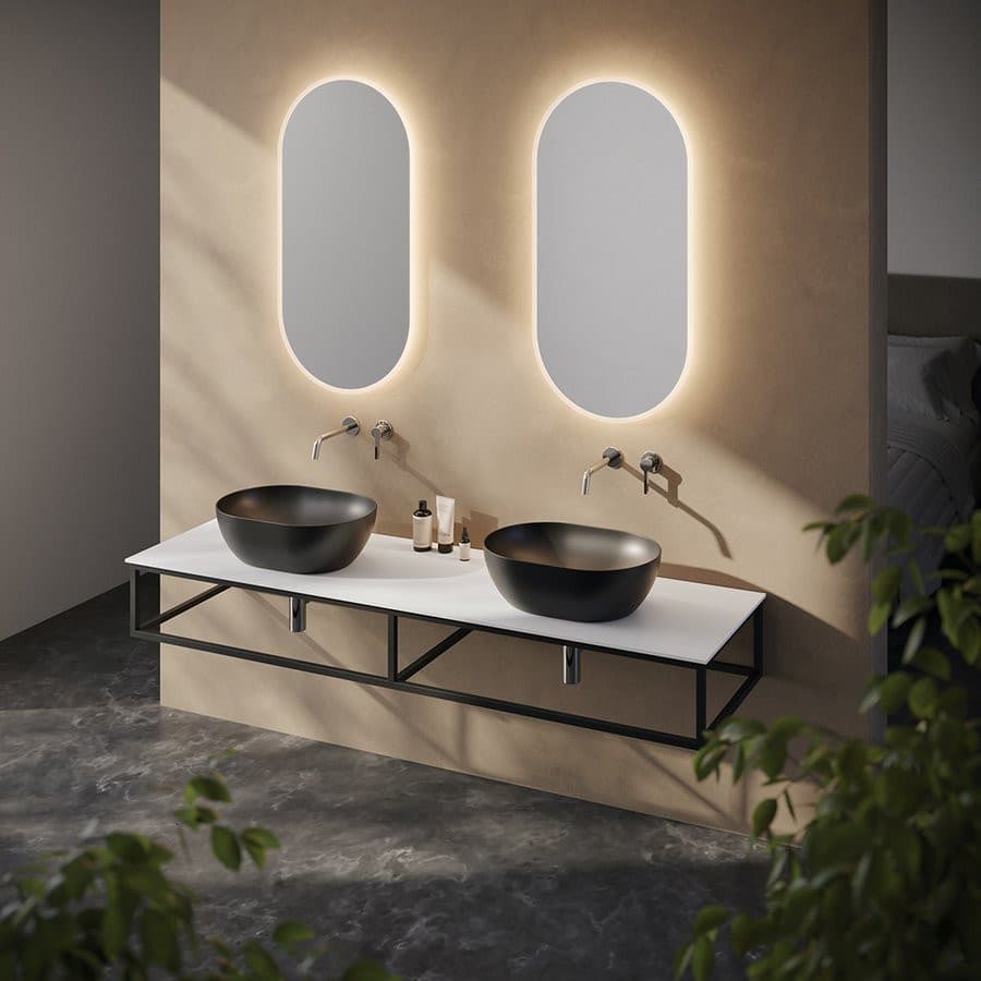 SKA konsola pod umywalkę/blat, 140x22x51cm, czarny mat