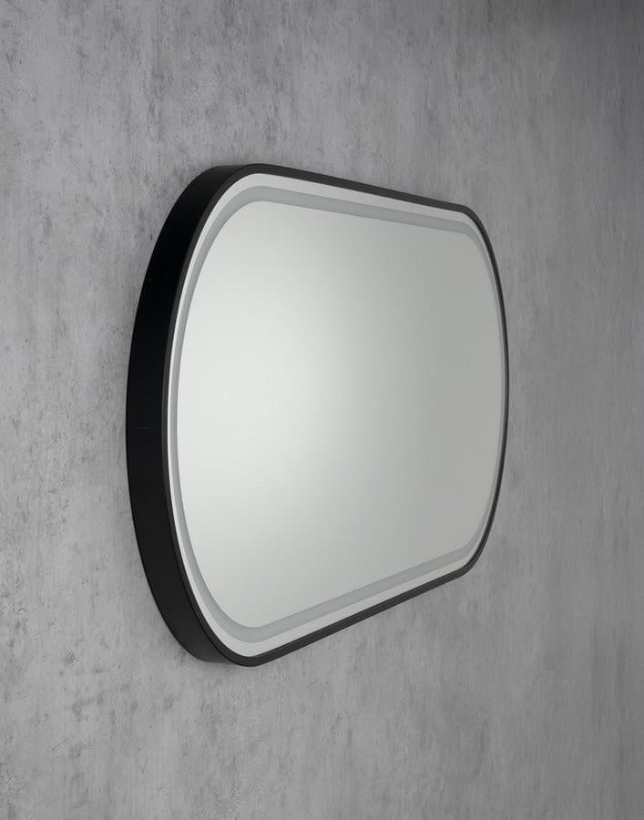 KAIRA lustro owalne z oświetleniem LED 50x120cm, czarny mat