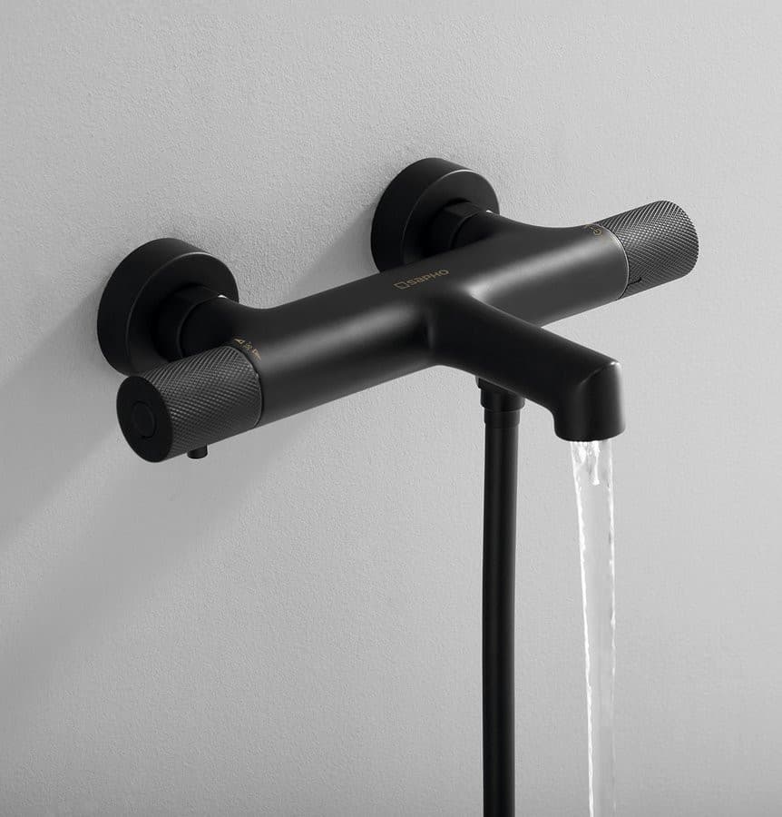 SAPHO SOLARIS Bateria wannowa ścienna  czarna