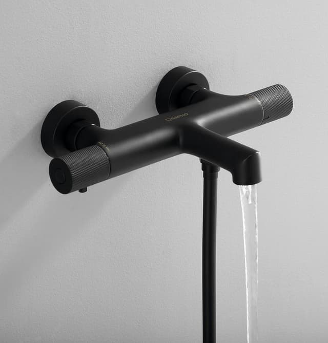 SAPHO SOLARIS Bateria wannowa ścienna  czarna