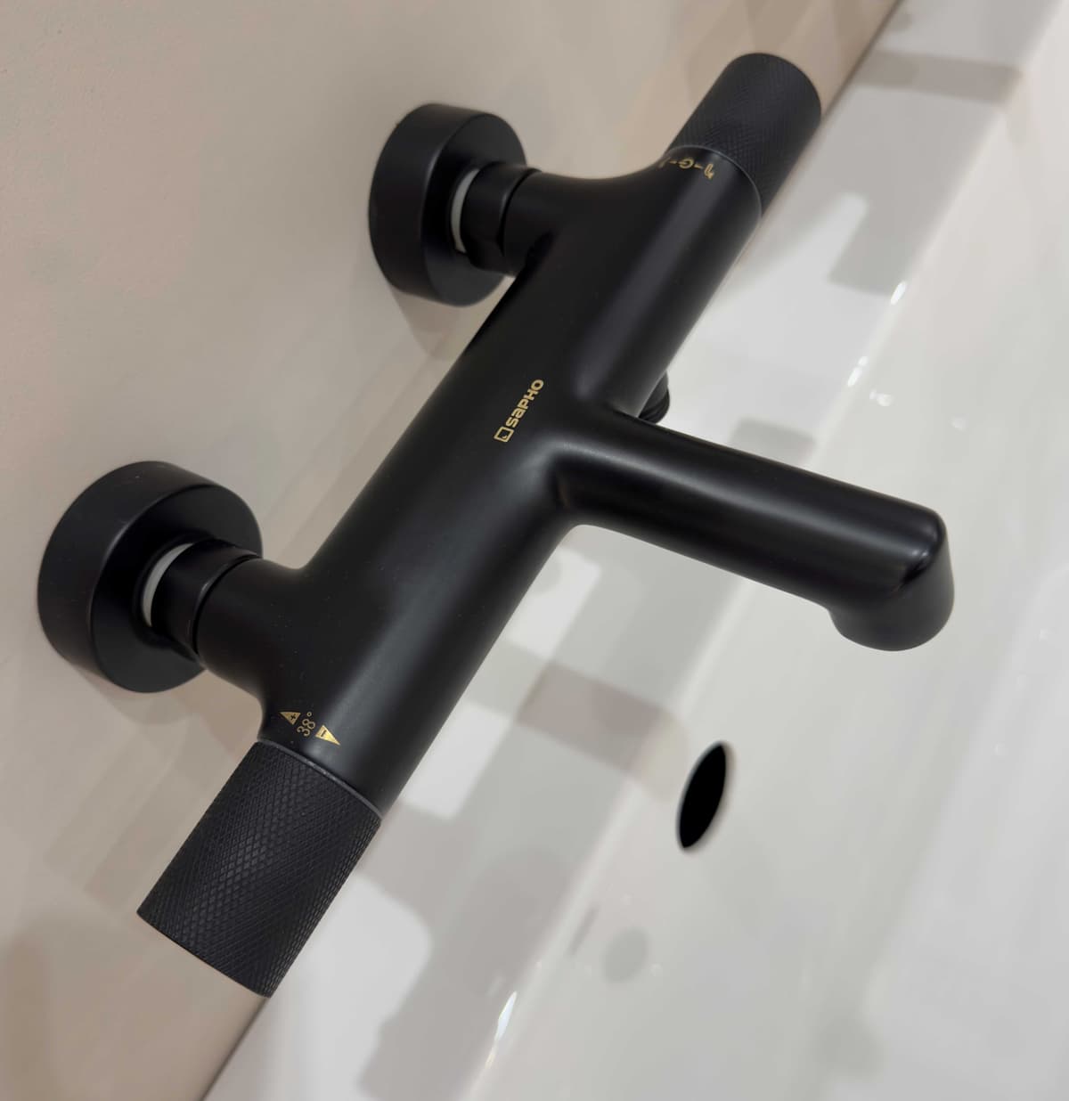 SAPHO SOLARIS Bateria wannowa ścienna  czarna