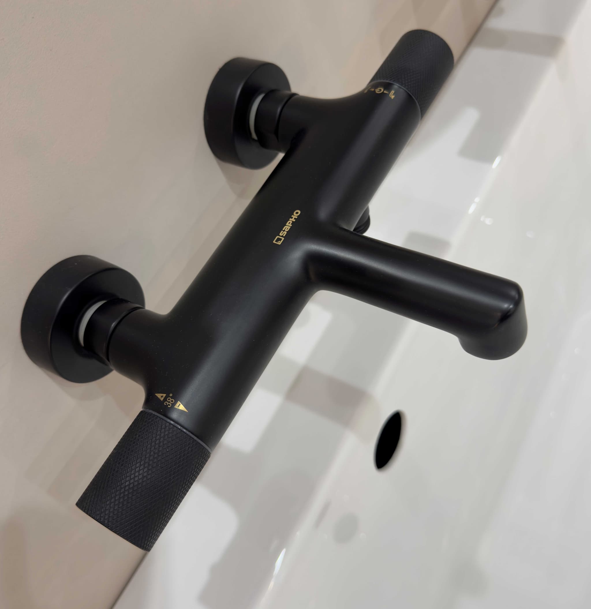 SAPHO SOLARIS Bateria wannowa ścienna  czarna