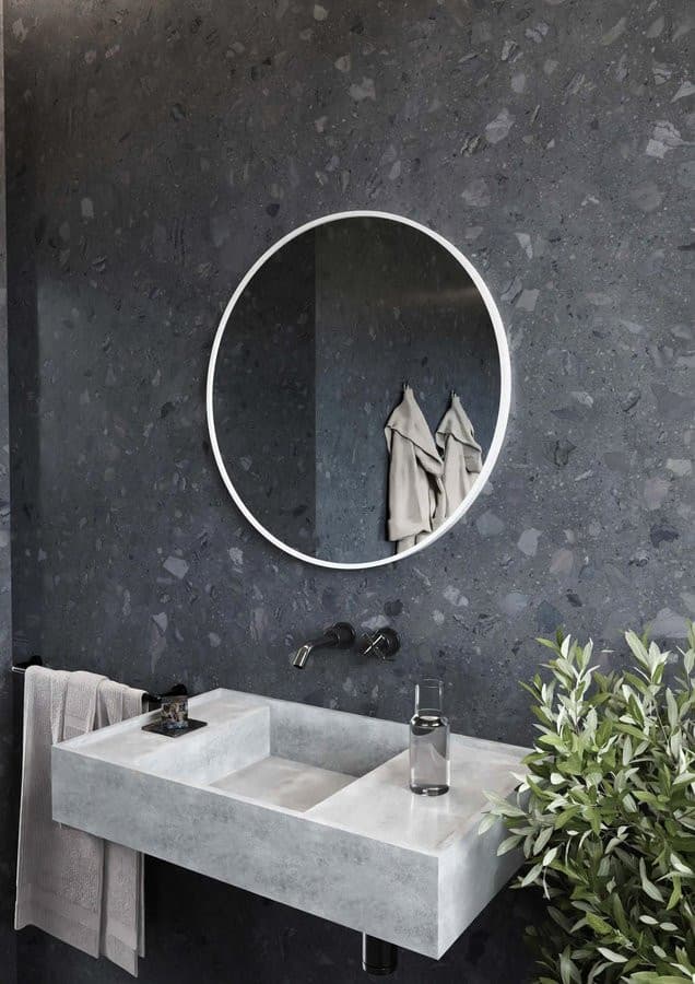 NOTION SLIM okrągłe lustro w ramie, średnica 80cm, biały mat