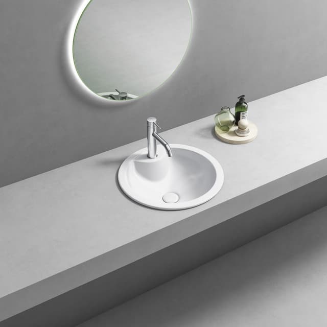 SHIPRA umywalka ceramiczna wpuszczana, średnica 46cm, biały