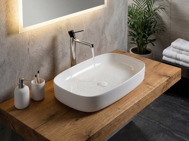 MATTEO umywalka ceramiczna nablatowa 65x40cm, biały