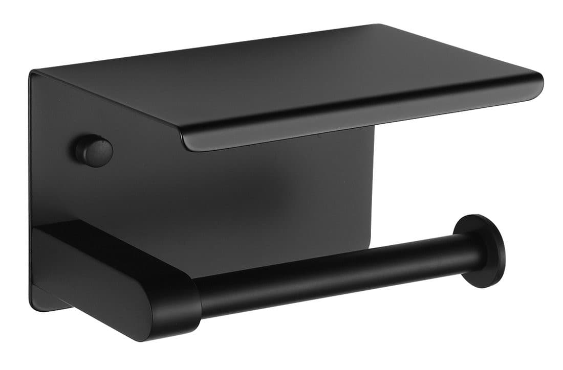 Wieszak na papier toaletowy z półką, czarny mat