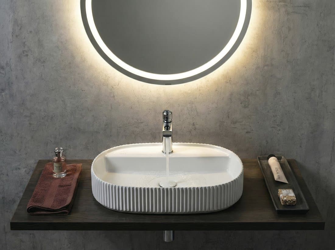 SINTESI umywalka ceramiczna nablatowa, 60x40cm, biały