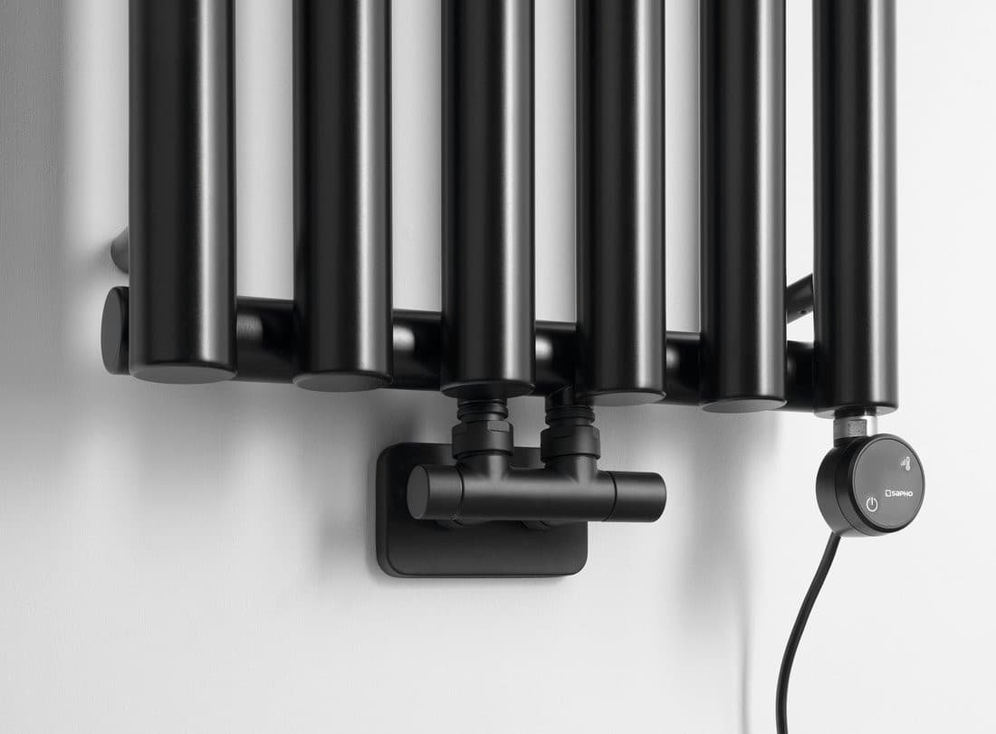 PILON grzejnik łazienkowy 418x1800mm, 6 wieszaki, czarny mat