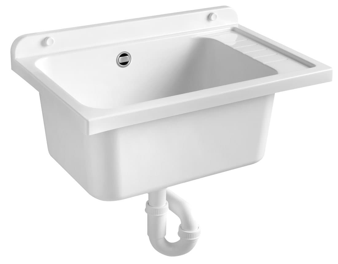 Zlew na szafkę 58x38cm, plastik, biały