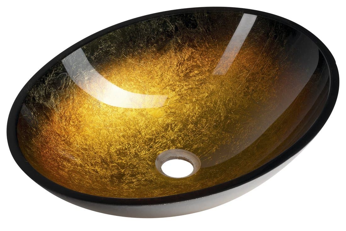 SELVA umywalka nablatowa szklana 50,5x38cm, złoto