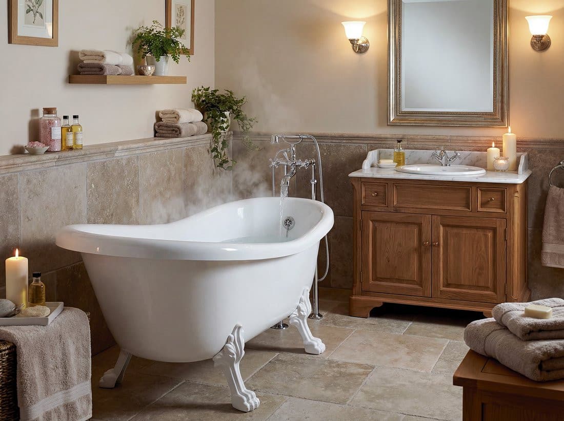 RETRO wolnostojąca wanna 157x76,5x73cm, biała, nogi białe