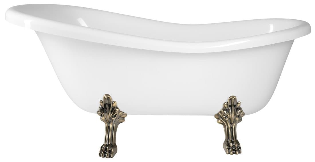 RETRO wolnostojąca wanna 157x76,5x73cm, biała, nogi brąz