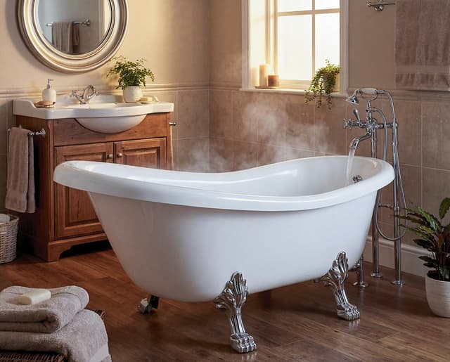 RETRO wolnostojąca wanna 157x76,5x73cm, biała, nogi chrom