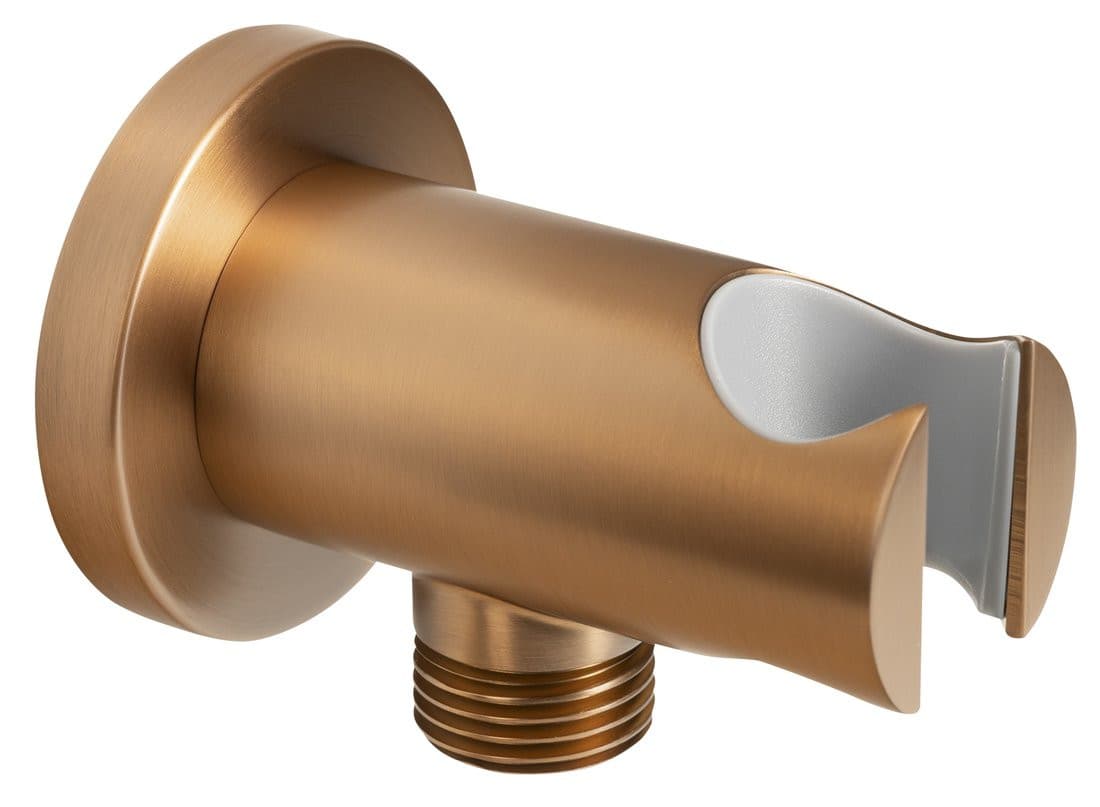 Przyłącze kątowe z uchwytem prysznica, miedź mat