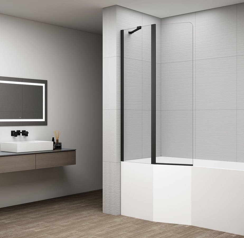 ROTA BLACK parawan wannowy obrotowy 900mm, szkło czyste