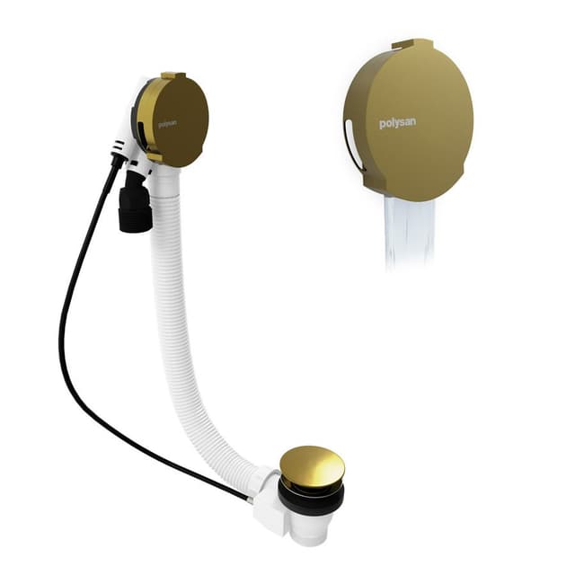 MARBLE zestaw odpływowy z napełnianiem, dł. 800mm, złoto mat