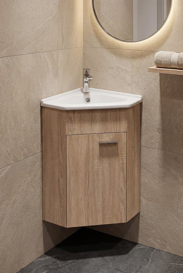 ZOJA szafka pod umywalkę narożna 39x74x39cm, dąb platynowy