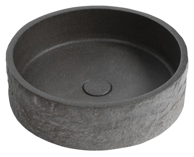 ISPIR betonowa umywalka z odpływem, 40cm, czarny granit