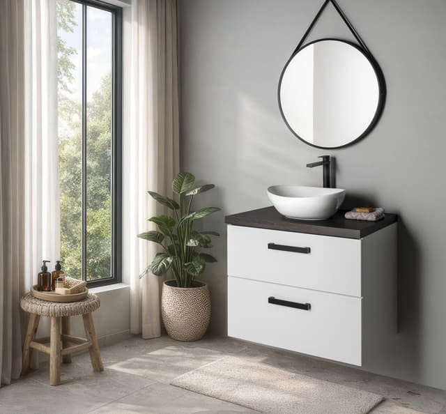 VEGA blat umywalkowy 97,5x45cm, dąb czarny