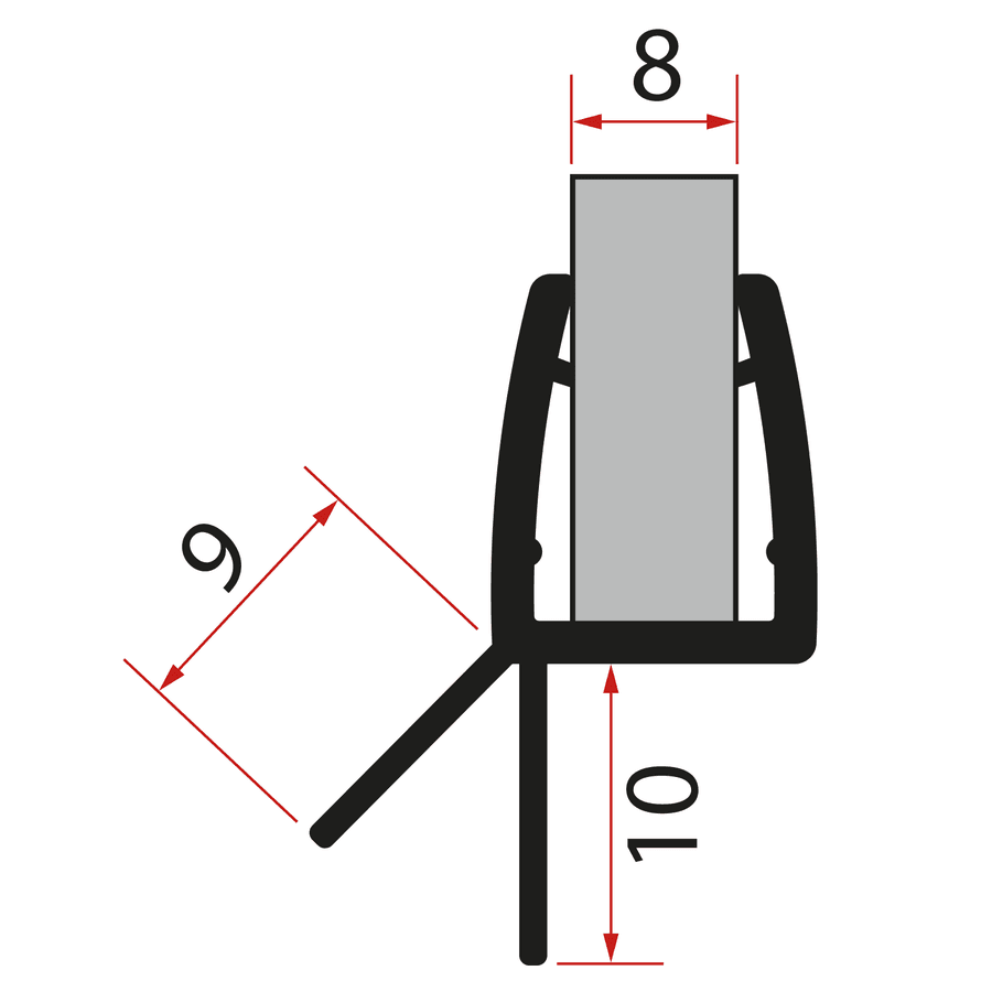 TRINITY uszczelka dolna, czarny, prawa