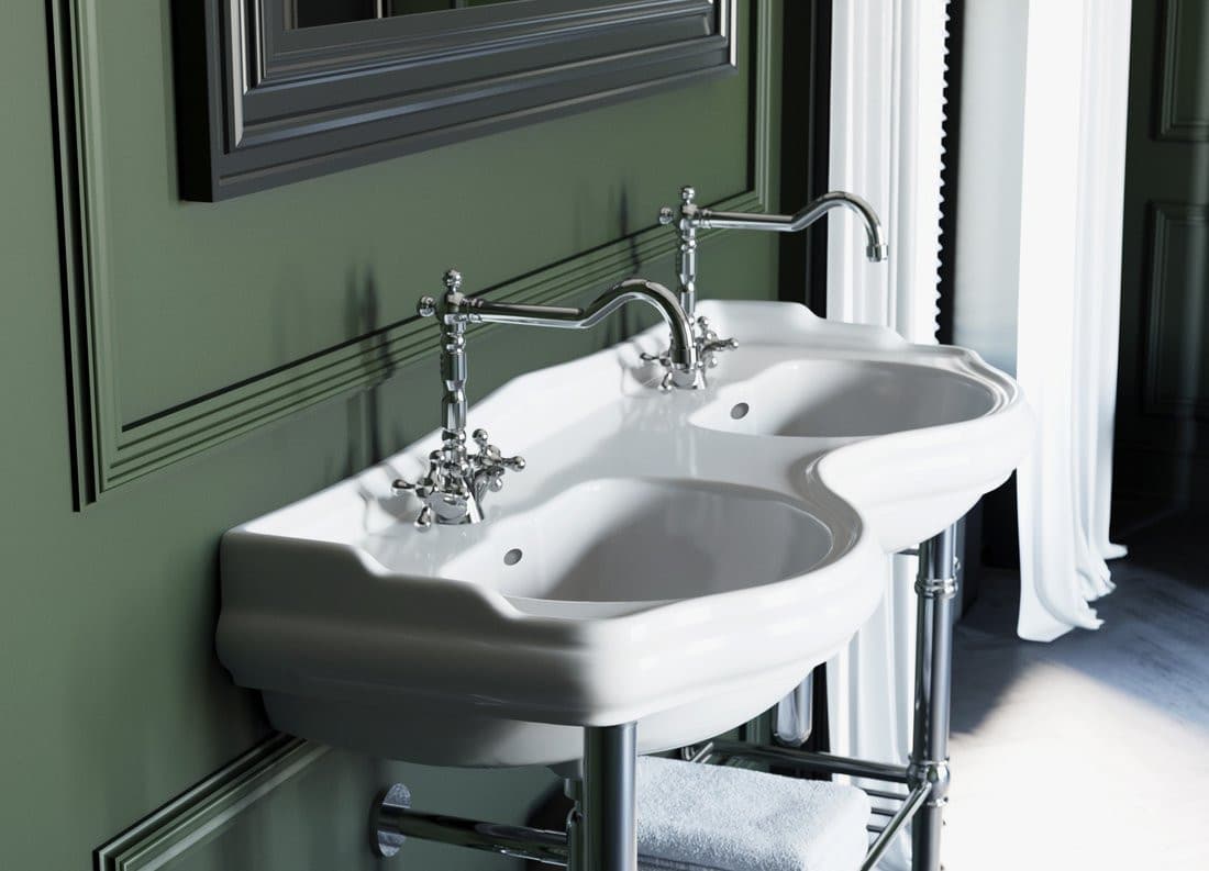 RETRO umywalka ceramiczna podwójna 120cm, biały