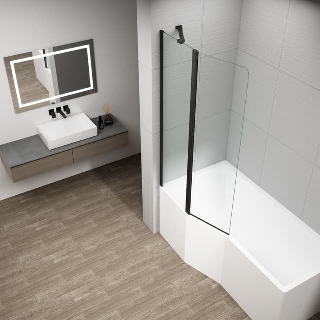 ROTA BLACK parawan wannowy obrotowy 900mm, szkło czyste