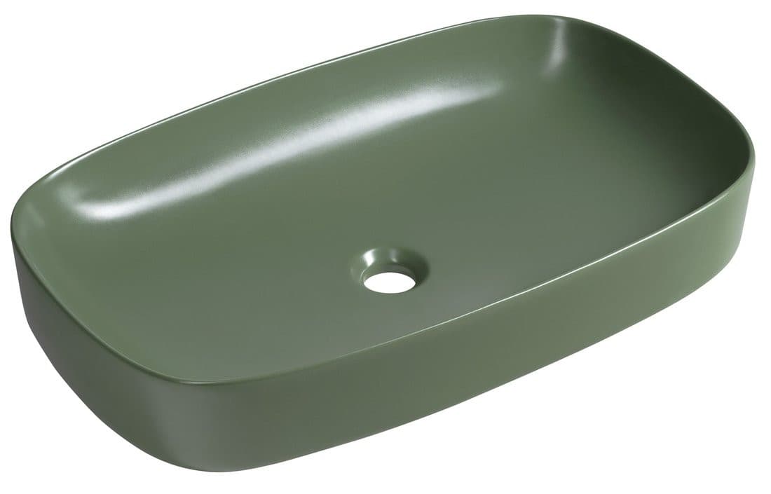 MATTEO umywalka ceramiczna nablatowa 65x40cm, zielony mat