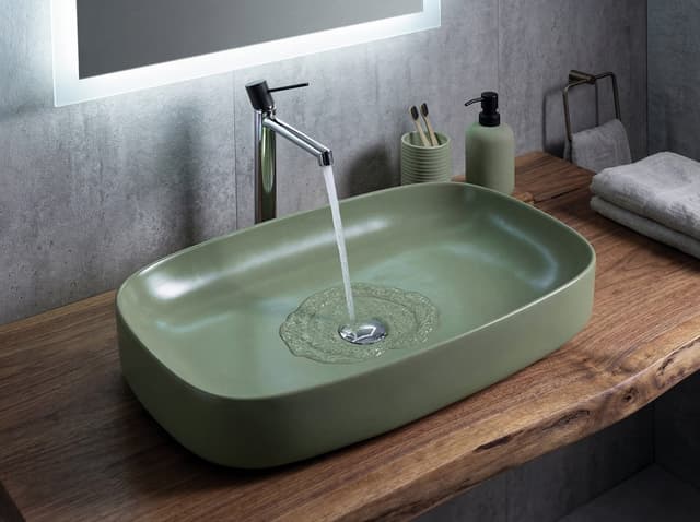 MATTEO umywalka ceramiczna nablatowa 65x40cm, zielony mat