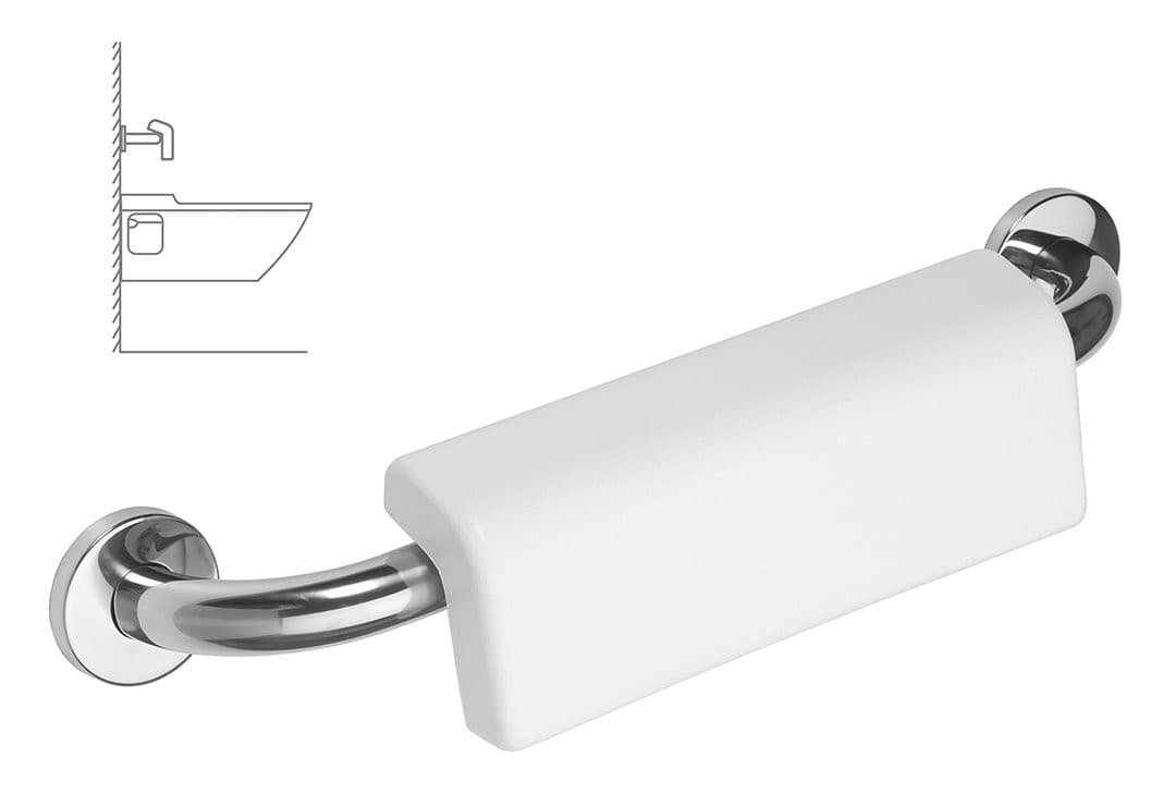 HANDICAP poręcz z oparciem, 500mm, stal nierdzewna połysk