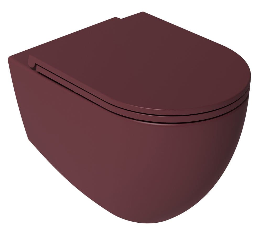 INFINITY miska WC wisząca, Rimless, 36,5x53cm, maroon red mat
