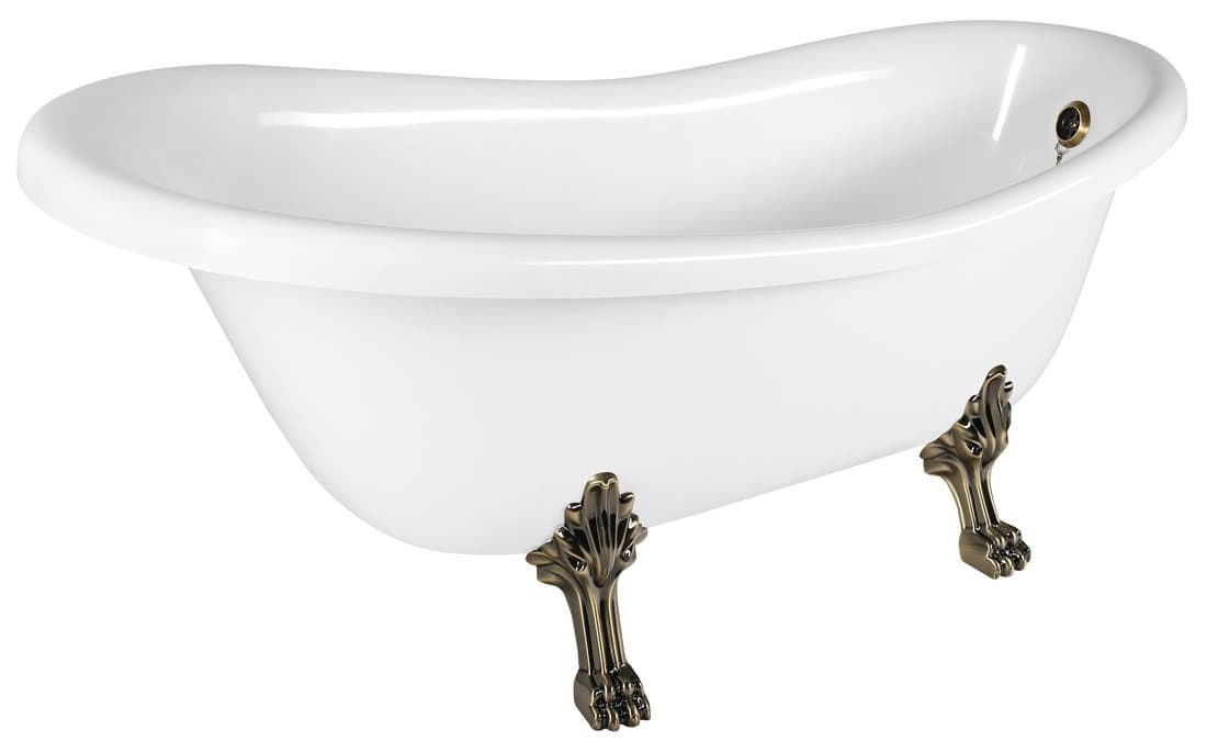 RETRO wolnostojąca wanna 168x76,2x70cm, biała, nogi brąz