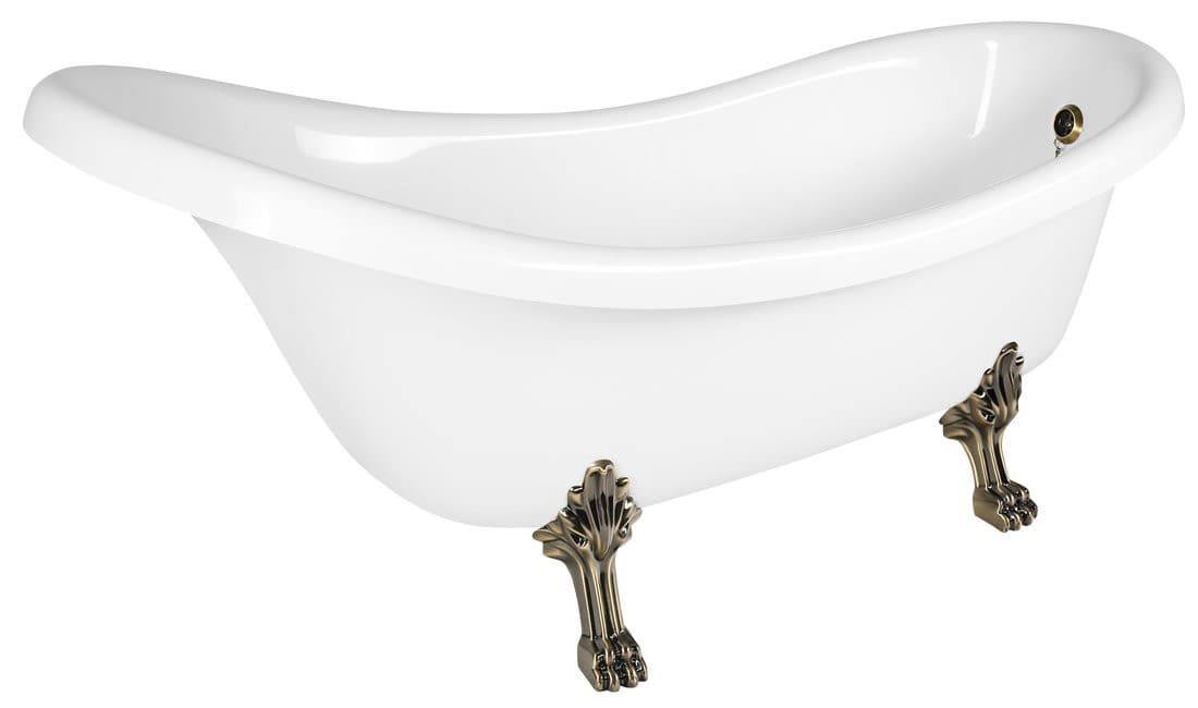 RETRO wolnostojąca wanna 174,5x82x80,5cm, biała, nogi brąz