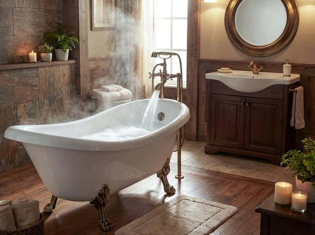 RETRO wolnostojąca wanna 174,5x82x80,5cm, biała, nogi brąz