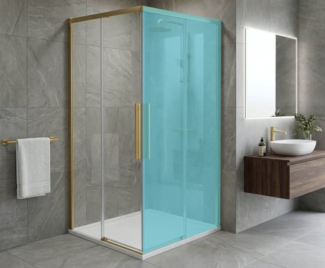 LUXOR GOLD MATT drzwi wejście z rogu 800mm, szkło czyste