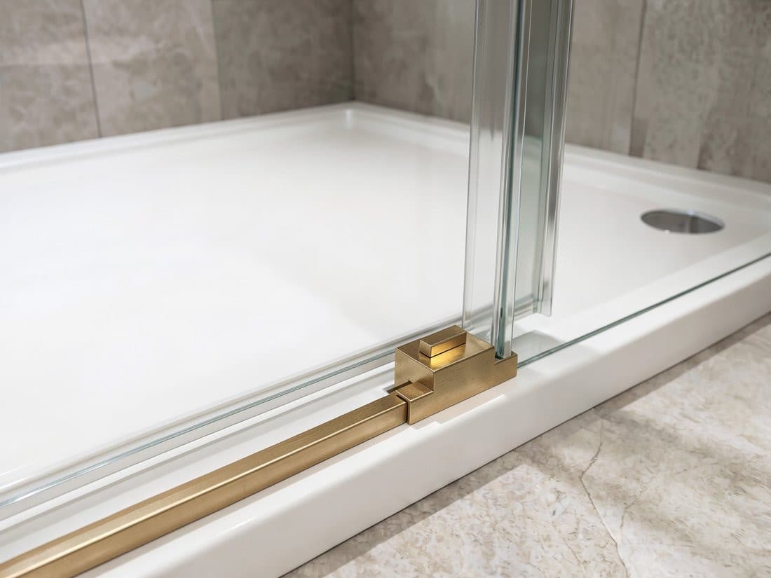 LUXOR GOLD MATT drzwi wejście z rogu 800mm, szkło czyste